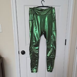 Grrrl Women's Shimmering Metallic Reptile Print Leggings Martina